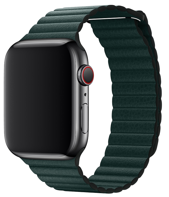 Ремешок кожаный Apple Watch 38/40 мм на магнитной застежке зеленый